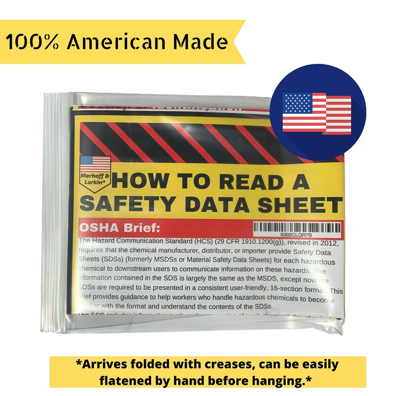 Merhoff & Larkin How to Read A Safety Data Sheet (SDS/MSDS) Poster | English & Spanish 2026 | 36 x 24 Inch | UV Coated Paper Sign | OSHA, HMIS, Hazard Compliance Center | Display Instructions Chemical Labels (English) - Image 4